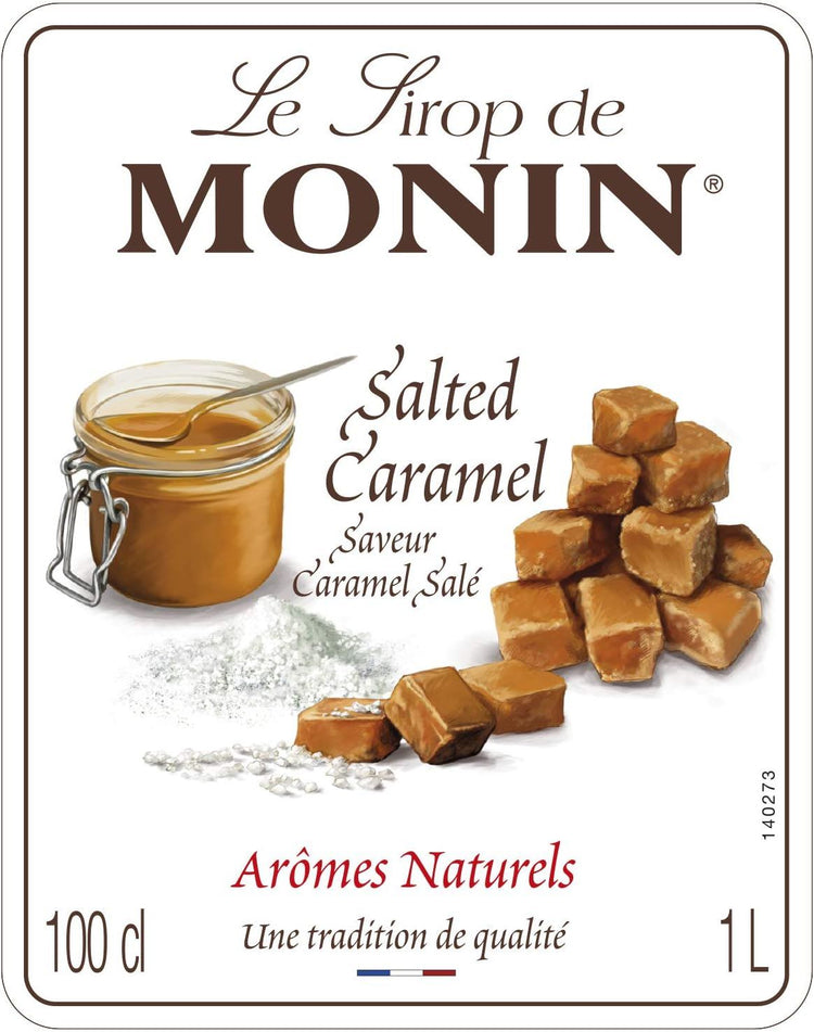 MONIN Premium Salted Caramel Syrup 1L for Coffee and Cocktails 3 Packs Colourings