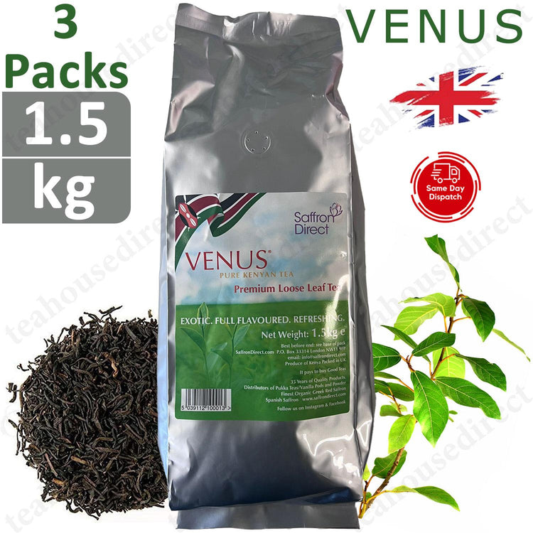 Venus Finest Quality Pure Kenyan Loose Leaf Black Tea 1.5Kg - 3 Packs