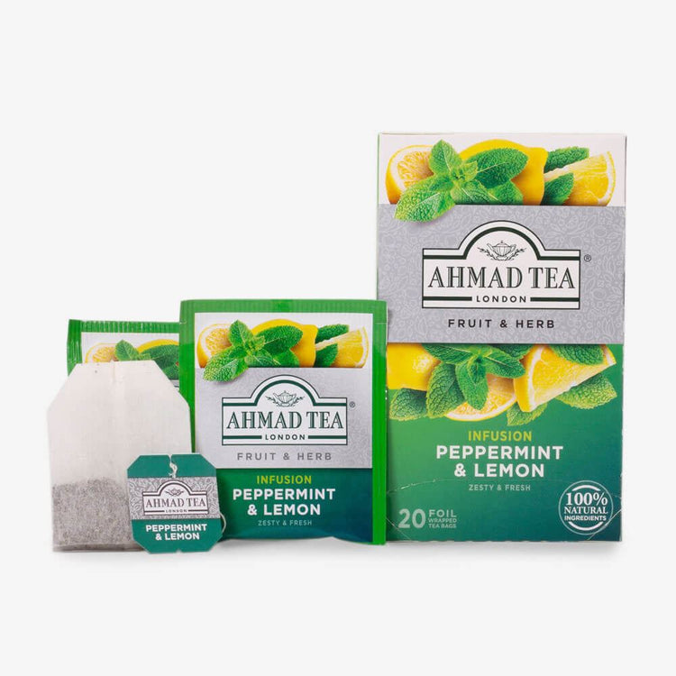 Ahmad Tea Peppermint and Lemon Herbal infusion Tea 100 Teabags