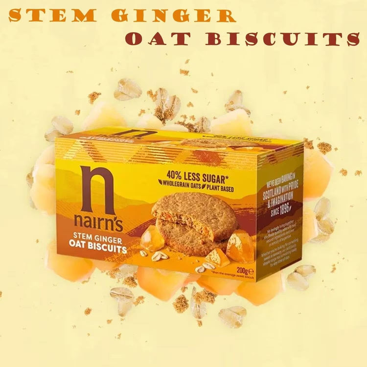 Nairn's Stem Ginger Oat Biscuits Made with Wholegrain Oats Delicious 200g x 1