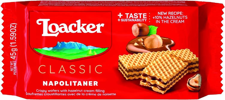 Loacker Classic Napolitaner Crispy Wafers with Hazelnut Cream Delicious 45g x 2
