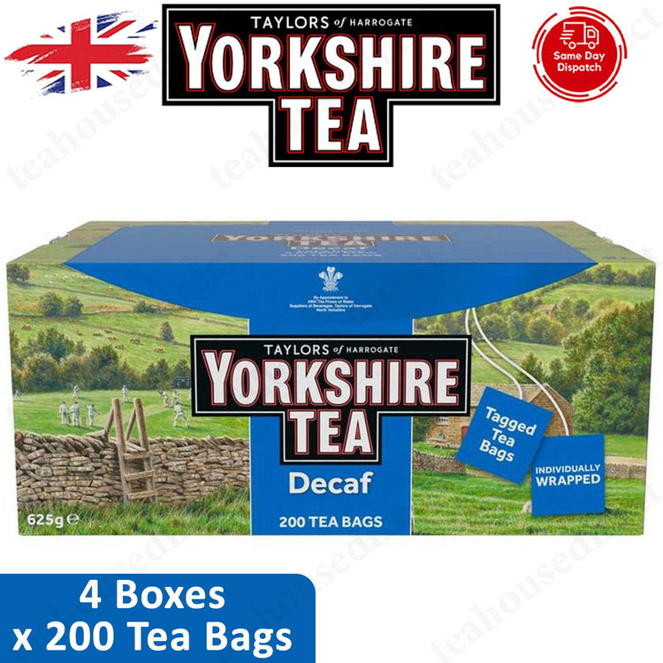 Yorkshire Decaf Tea Sachet Individual Enveloped Tagged Tea Bag - Black Tea 800