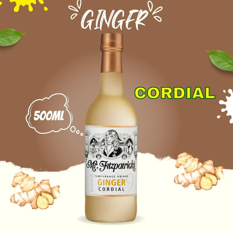 MrFitzpatricks Summer Drink Ginger Cordial Dilicious Flvr Bottle Syrup 500ml X 3