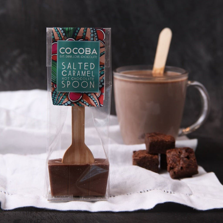 Cocoba Chocolate Salted Caramel Hot Chocolate Spoon Eat Drink Love Pack of 6