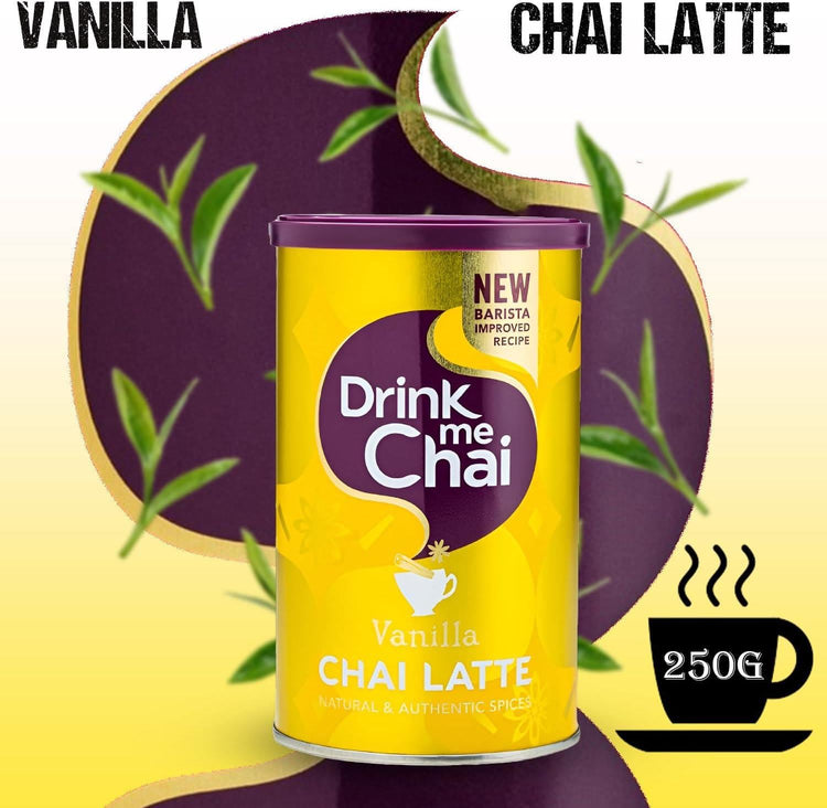 Drink Me Chai Vanilla Latte Natural and Authentic Spices Caffeine Free 250g X 6