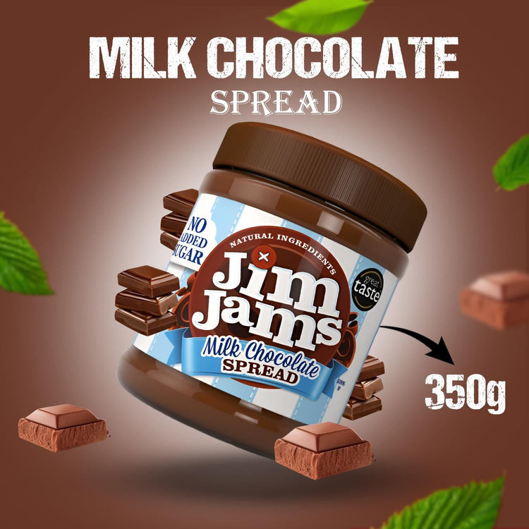 Jim Jams Milk Chocolate Spread Naturally Sourced Sweetener Delicious 350g X 4