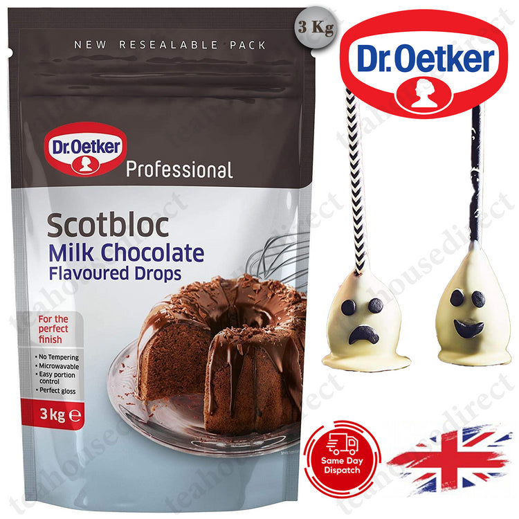 Dr. Oetker Scotbloc Milk Chocolate Drops 3kg - Pack of 1 & 6