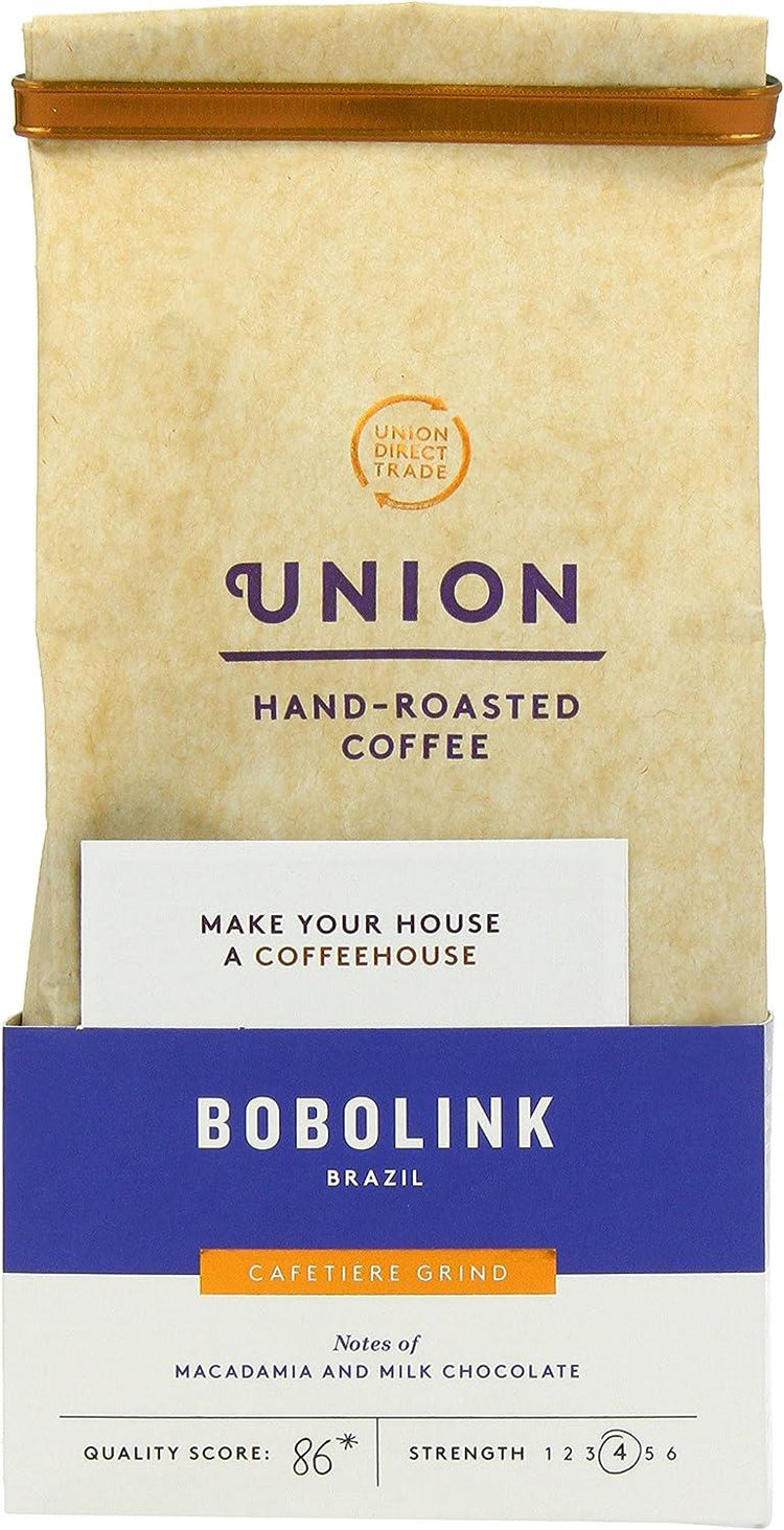 Union Hand Roasted Coffee Bobolink Brazil Ground Coffee 200g (Pack of 6)