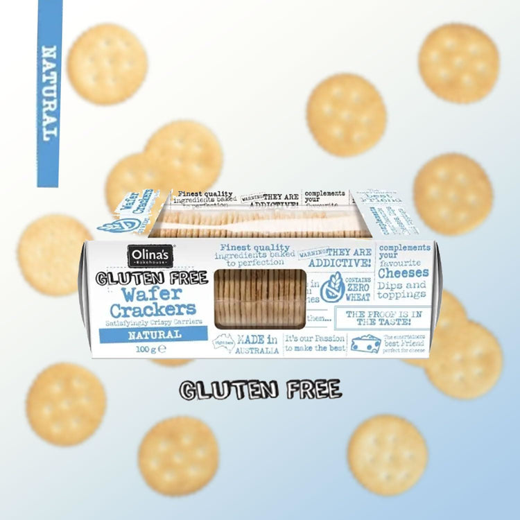 Olina's Bakehouse Natural Wafer Crackers Gluten-Free 100g Pack of 3