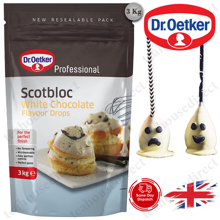 Dr. Oetker Scotbloc White Chocolate Drops 3kg - Pack of 1 & 6