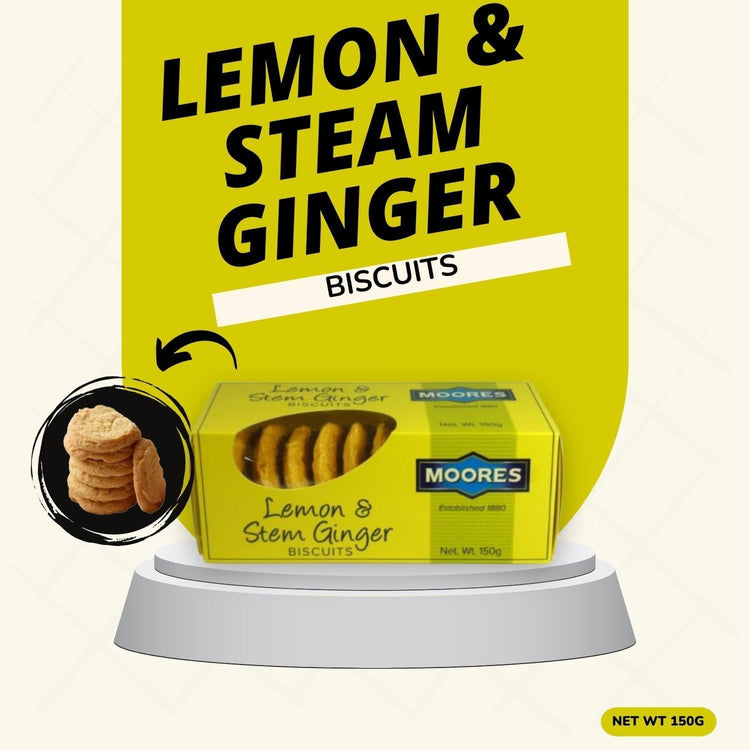 Moores Lemon Steam Ginger Biscuit Rich and Authentic Buttery Delight 150g X 5