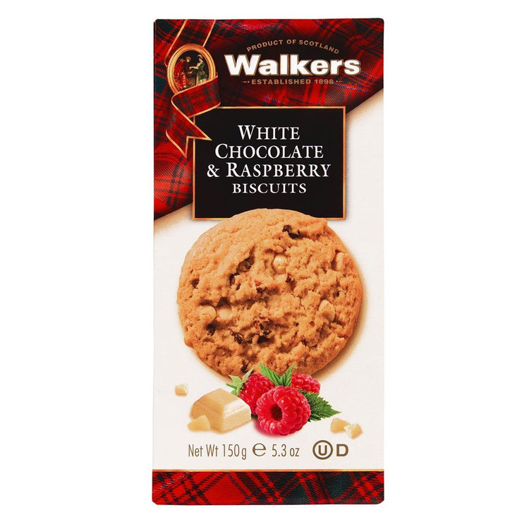Walkers White Chocolate and Raspberry Biscuits 150g Shortbread Biscuits 7 Packs