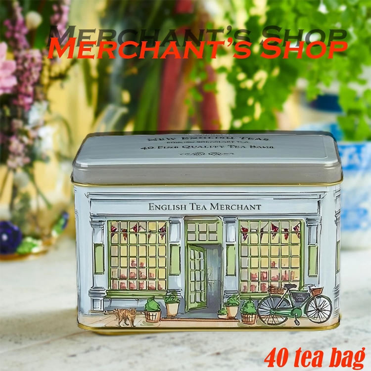 English Tea Vintage Merchants Tea Tin with 40 English Breakfast Teabags X 4