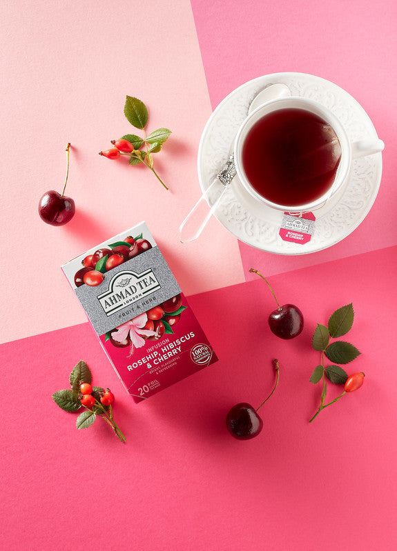 Ahmad Tea Rosehip Hibiscus and Cherry Herbal Infusion Tea 120 Teabags