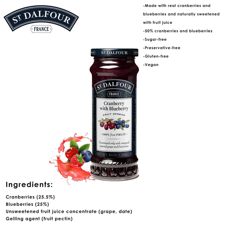 St. Dalfour - France Cranberry - Blueberry Fruit Spread | Stute Diabetic Apricot | Mrs Darlingtons Plum Jam | Marmite Yeast Portions | Bonne Maman Orange Marmalade | Walkers Shortbread Rounds Gift Set