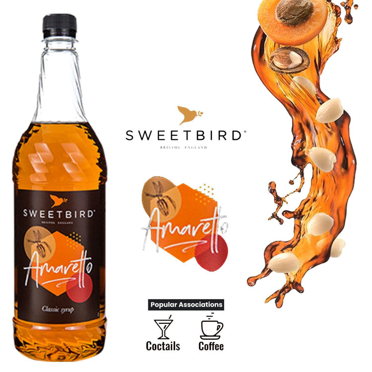 Sweetbird Amaretto Flavouring Syrup 1 Lte Aroma Taste Vegan Syrup Pack of 2