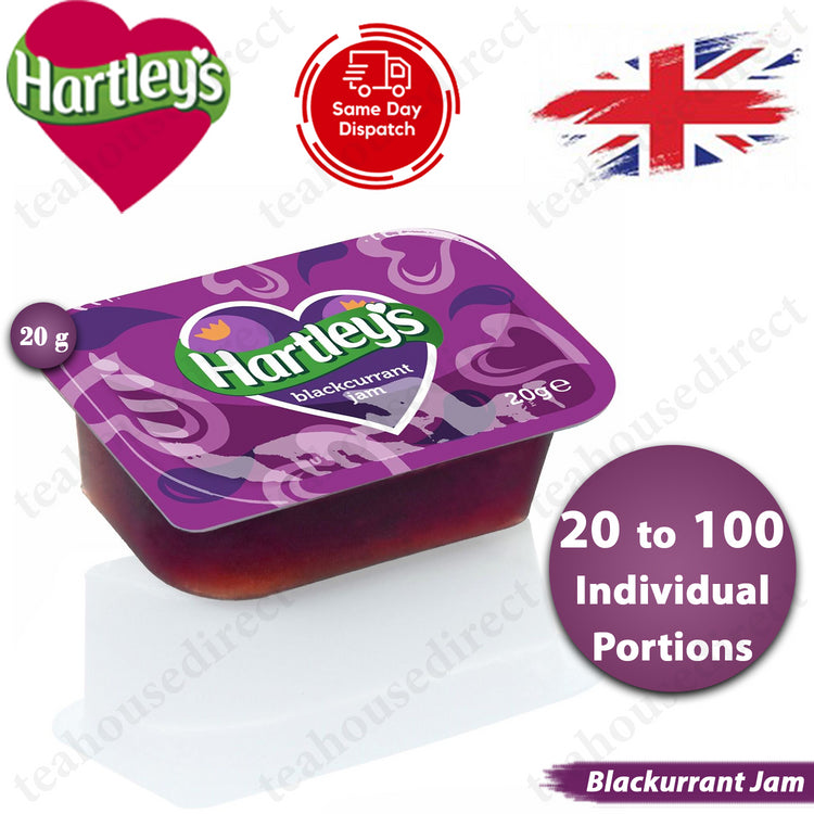 Hartleys Fruit Jam 20g Individual Blackcurrant Flavour Jam - 20 to 100 Packs