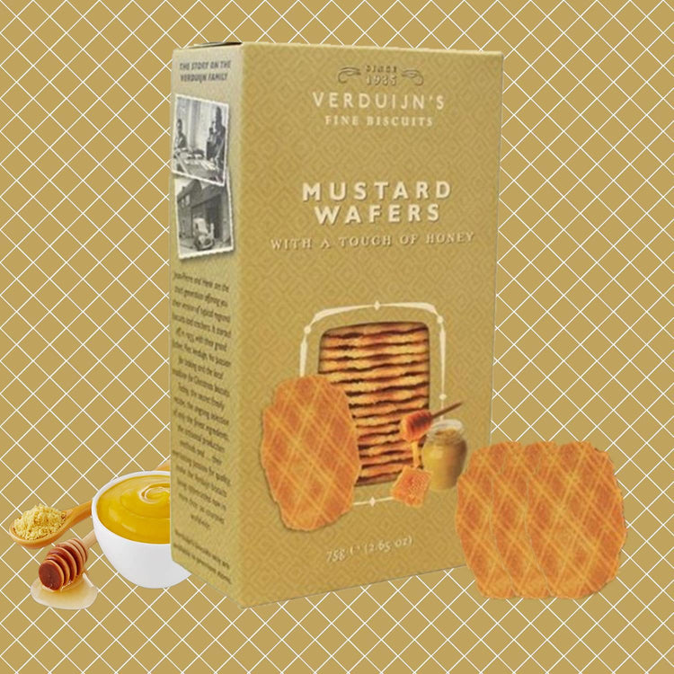 Verduijin Mustard Wafers With a Tough of Honey Savory and Sweet Crispy 75g X 5