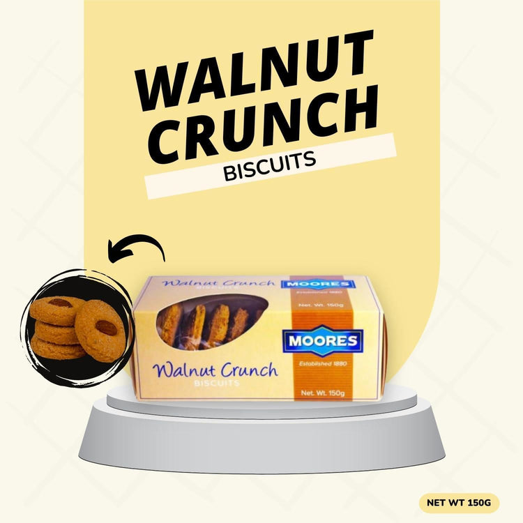 Moores Walnut Crunch Biscuit Rich and Authentic Classic Buttery Delight 150g X 5