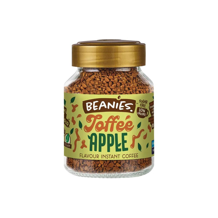 Beanies Toffee Apple Flavours Instant Coffee 50g Low Calorie Sugar Free 6 Packs