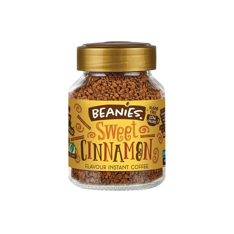 Beanies Sweet Cinnamon Flavours Instant Coffee 50g Low Calorie and Sugar Free x6