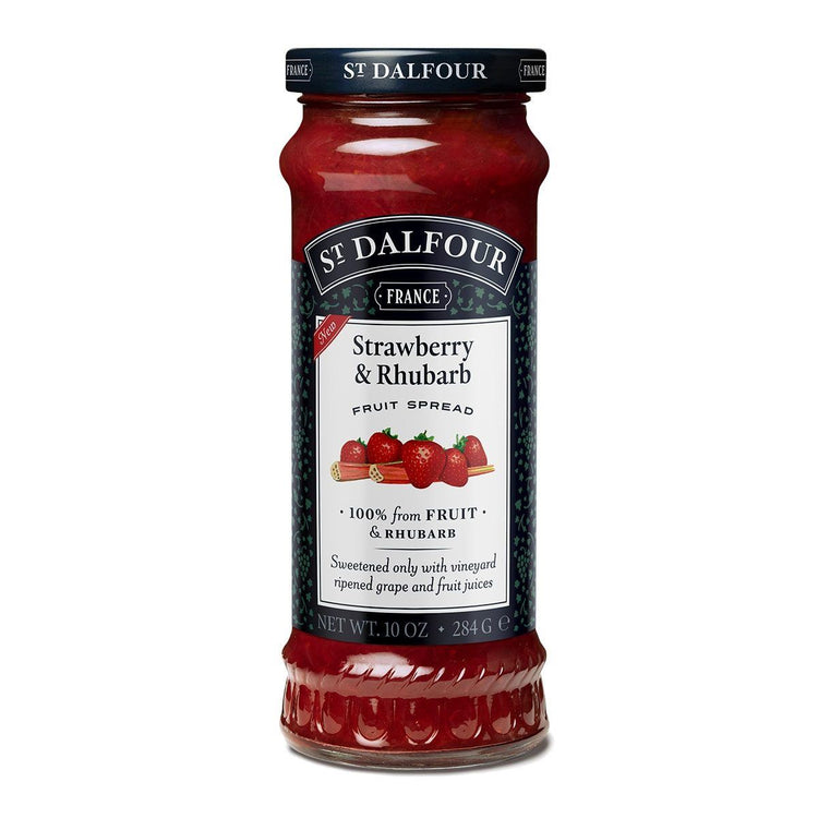 St Dalfour Strawberry and Rhubarb Fruit Spread 284g Jam 100% from Fruit Jam x 6