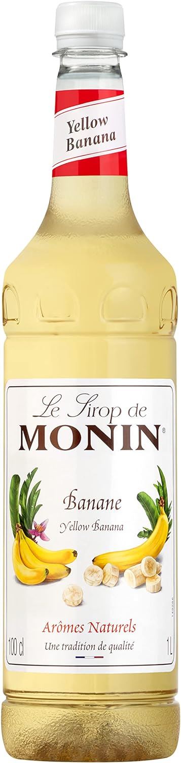 MONIN Premium Yellow Banana Caramel Syrup 1L for Cocktails and Mocktails 3 Packs