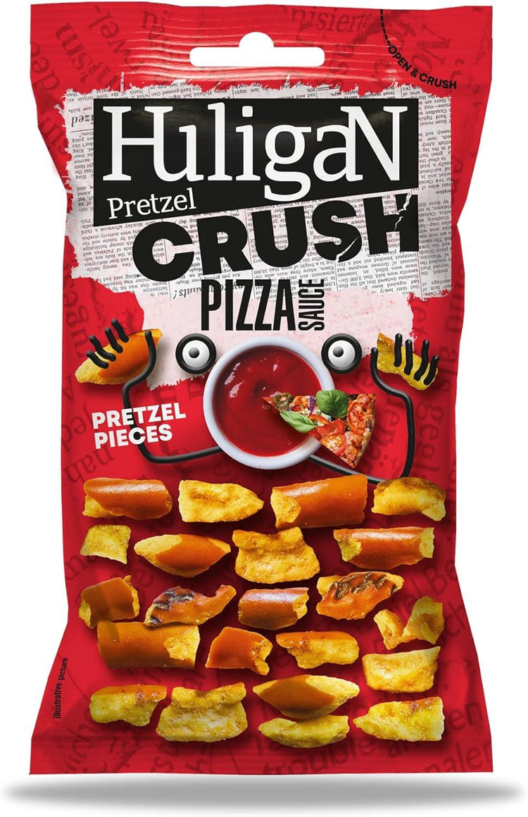 Huligan Pretzel Crush Pizza Sauce Pieces Flavorful Snack Spicy Sourdough 65g