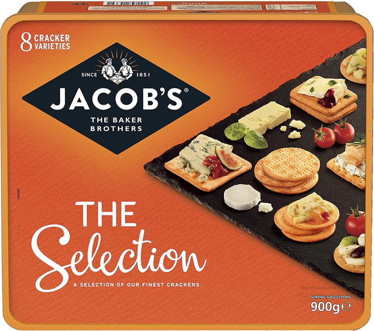 Jacob's Biscuits Irresistible 900g Tub with 8 Cracker Varieties - 1 to 6 Packs
