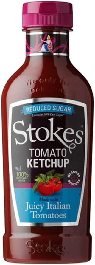 Stokes Reduced Sugar Tomato Ketchup Squeezy Juicy Mediterranean Vegan 475g X 2