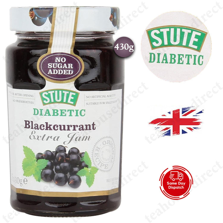 (12 Pack) - Stute - Diabetic Blackcurrant Jam | 430g | 12 Pack Bundle
