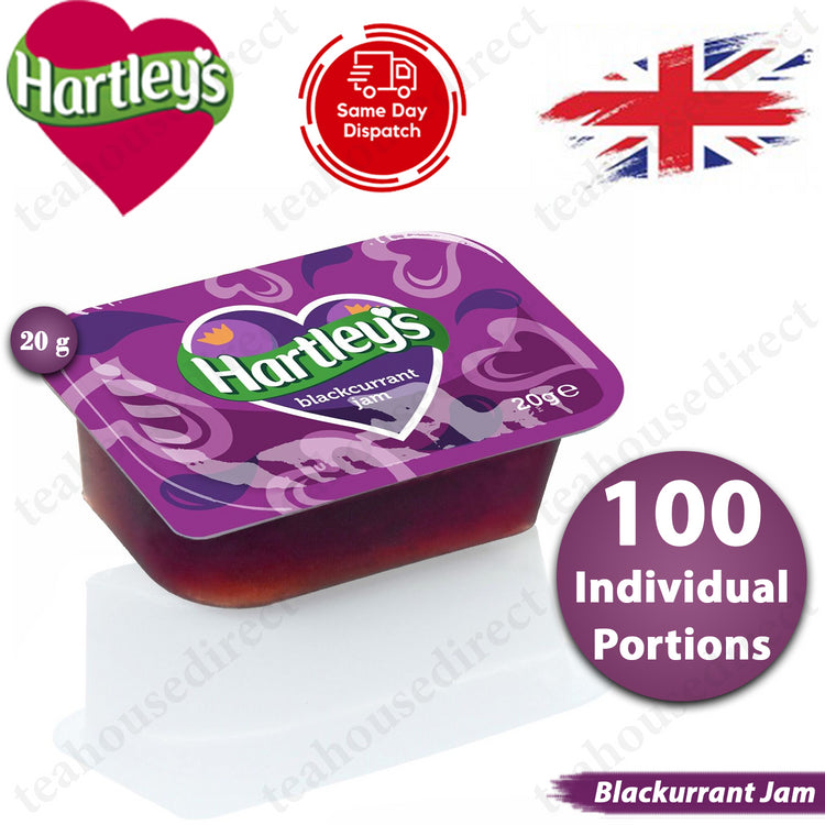 Hartleys Fruit Jam 20g Individual Portion Blackcurrant Flavour Jam- Pack of 100