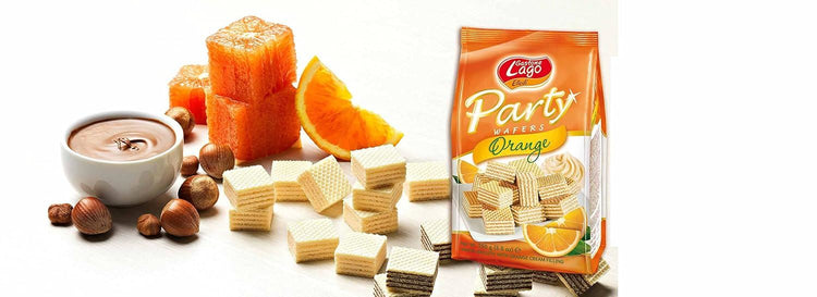 Lago Party Wafers Orange 250g Wafer with Orange Cream Pack of 2