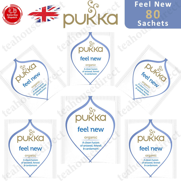 Pukka Herbal Organic Teas Tea Sachets - Feel New (20 to 1000 Sachets)