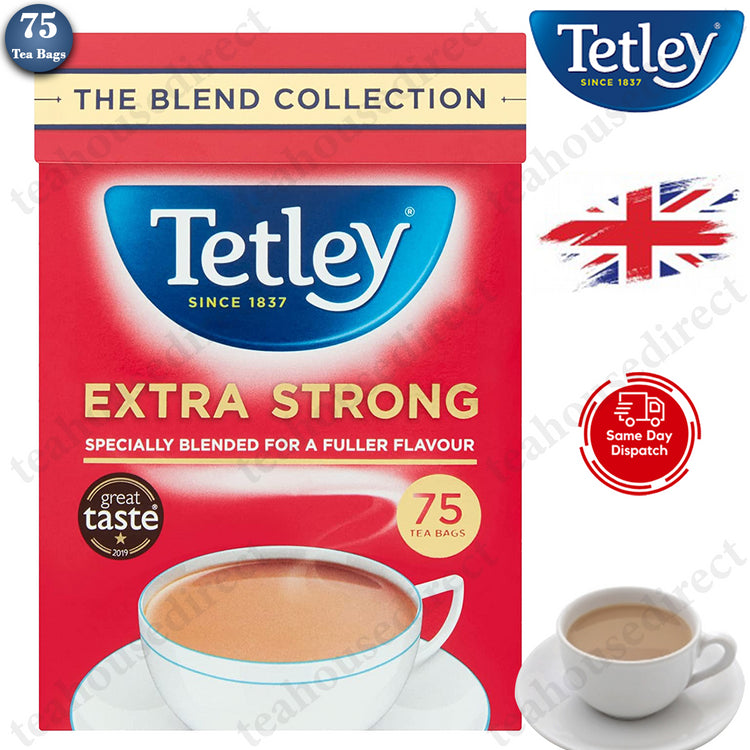 Tetley Extra Strong Tea Bags Teabag - 75 Per Pack - Blend Collection