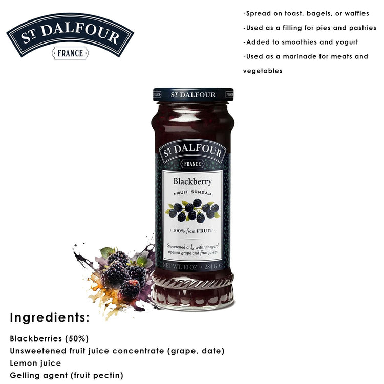St. Dalfour - France BlackBerry Fruit Spread | Stute Cut Orange Marmalade | Mrs Darlingtons French Mustard | Hartley's Assorted Jam | Bonne Strawberry Conserve | Walkers Shortbread Rounds Gift Box
