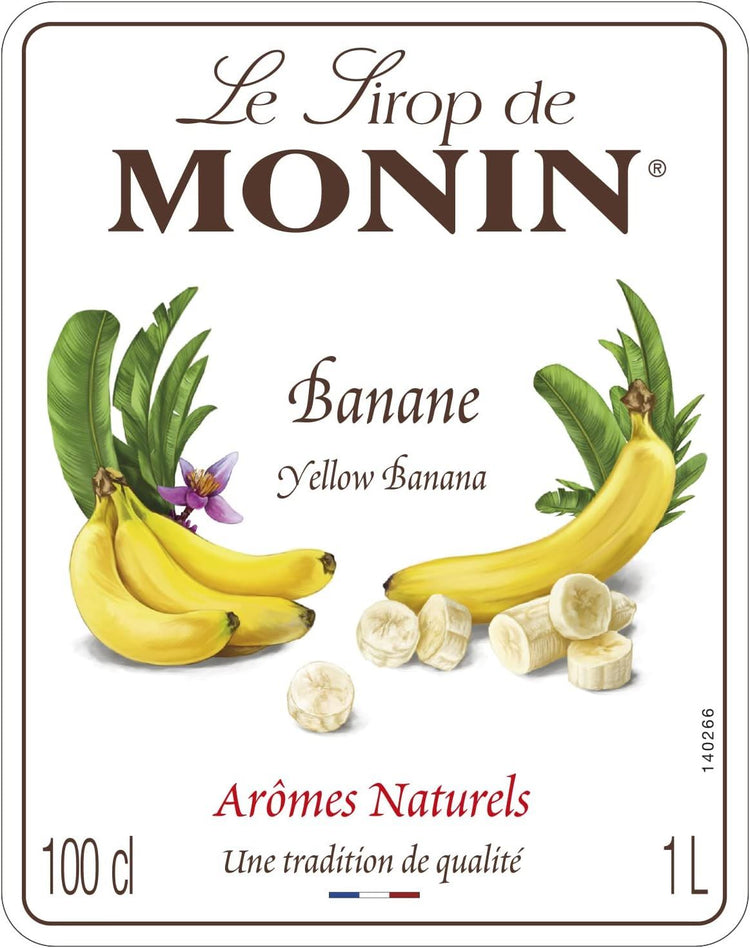 MONIN Premium Yellow Banana Caramel Syrup 1L for Cocktails and Mocktails 3 Packs