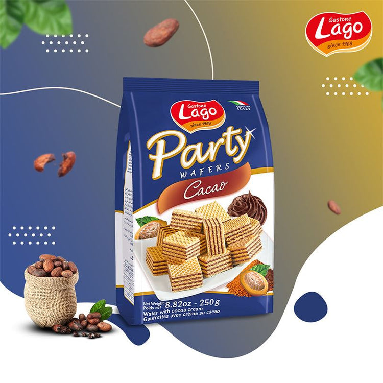 Lago Party Wafers Cacao 250g Wafer with Cocoa Cream Pack of 2