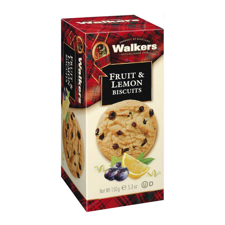 Walkers Fruit and Lemon Biscuits 150g Shortbread Biscuits Pack of 3