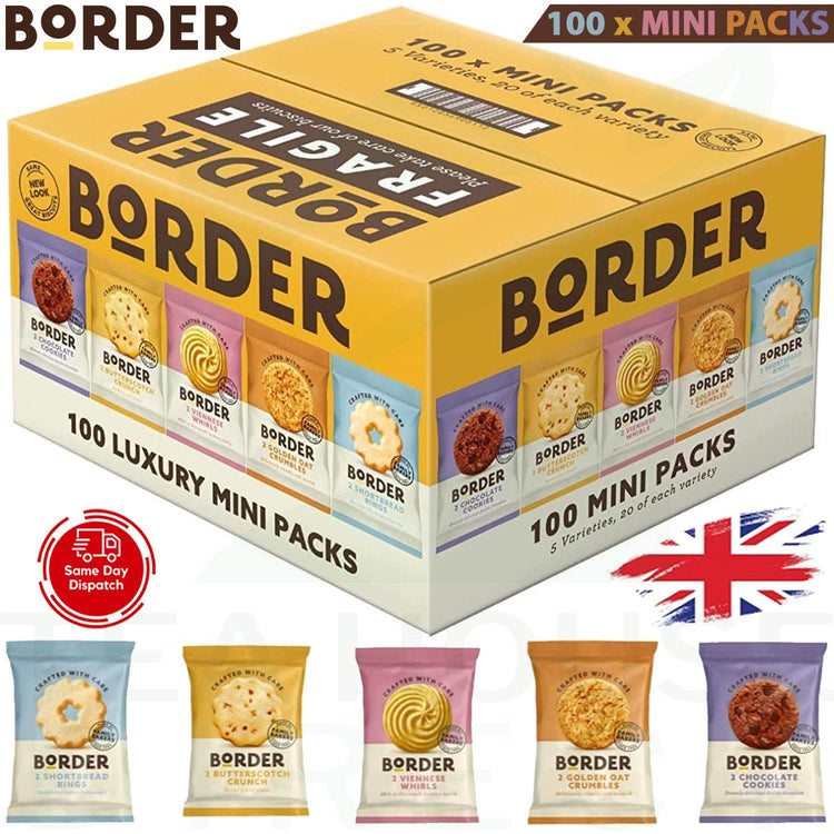 Border Biscuits 100 Luxury Mini Packs with 5 Varieties Individually Wrapped