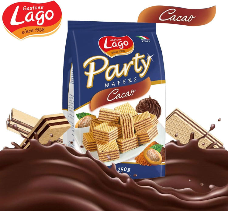 Lago Party Wafers Cacao 250g Wafer with Cocoa Cream Pack of 2