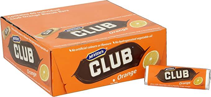 McVitie's Club Orange Milk Chocolate Biscuit Bar, 22 g - Pack of 60