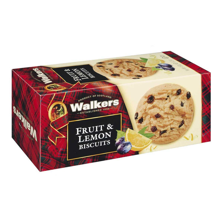 Walkers Fruit and Lemon Biscuits 150g Shortbread Biscuits Pack of 6
