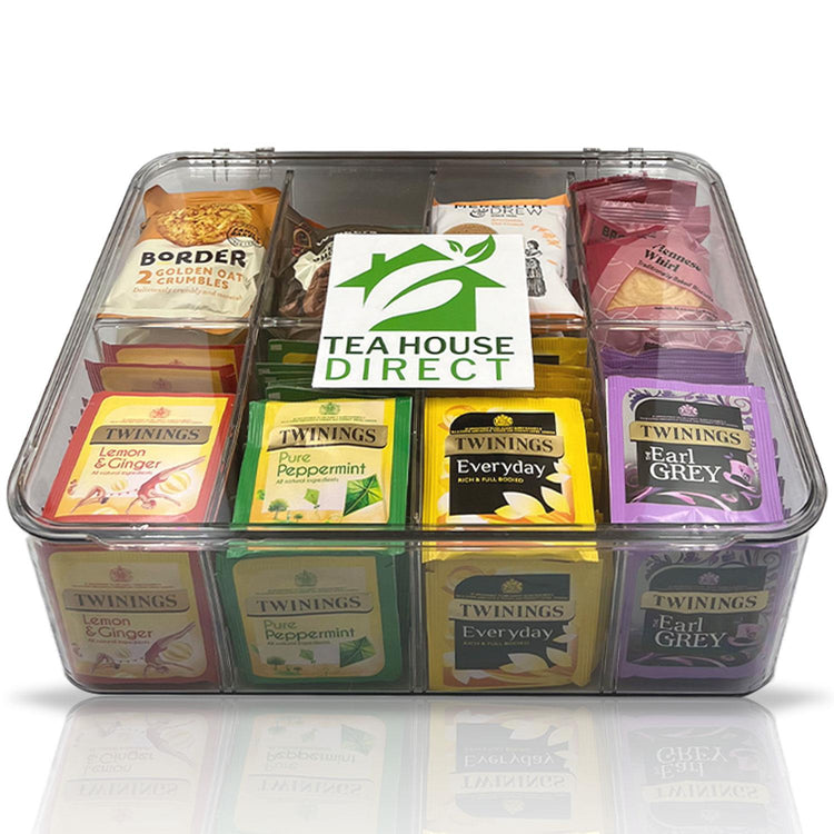 Twinings Tea Flavours - Lemon & Ginger, Pure Peppermint, Everyday & Earl Gray Tea Bags | Border, Walkers & Bront Biscuits Different Flavours | Meredith & Drew Cookies - Hamper Box