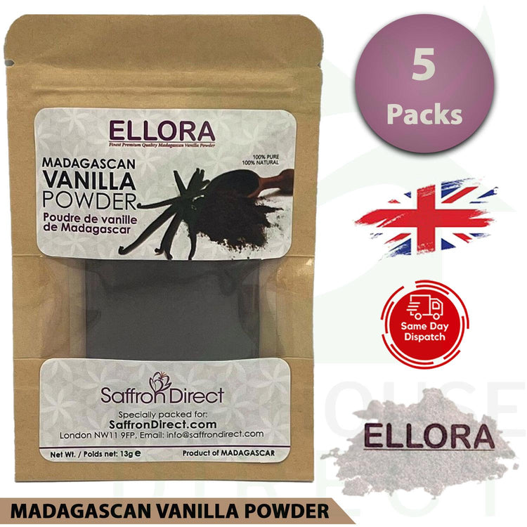 Ellora Madagascan Pure Natural Vanilla Powder 13g 5 Packs Baking Needs