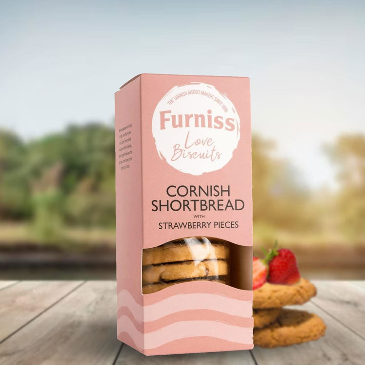 Furniss Cornish Shortbread with Strawberry Pieces Crunchy Delicious 200g X 4