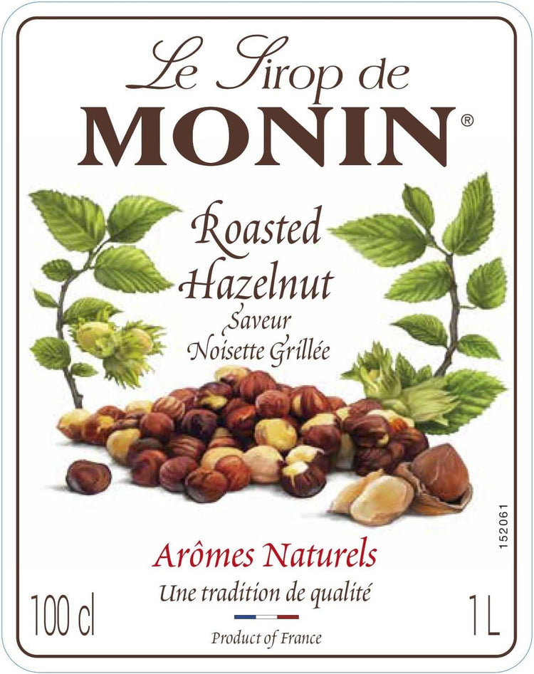 MONIN Premium Roasted Hazelnut Syrup 1L for Coffee-Cocktails 6 Packs Colourings