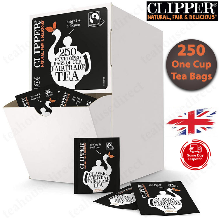 Clipper Fairtrade Everyday Tea Bags Tag & Envelope 1, 2 & 4 Pack  250 each Bags
