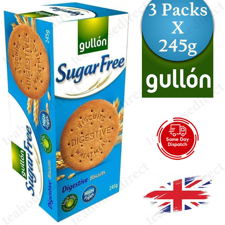 Gullon Sugar Free Digestives Biscuits 3 x 245g - Pack 3