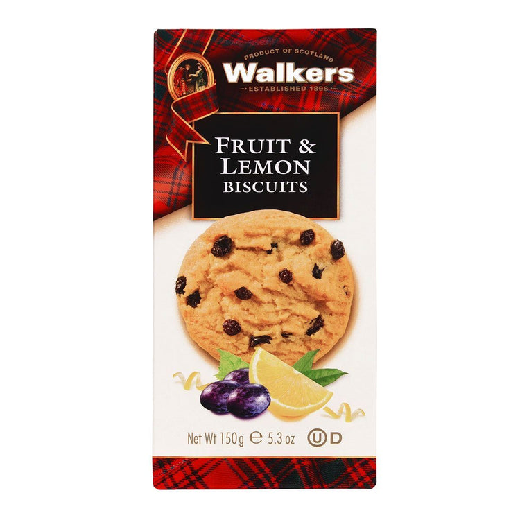 Walkers Fruit and Lemon Biscuits 150g Shortbread Biscuits Pack of 8